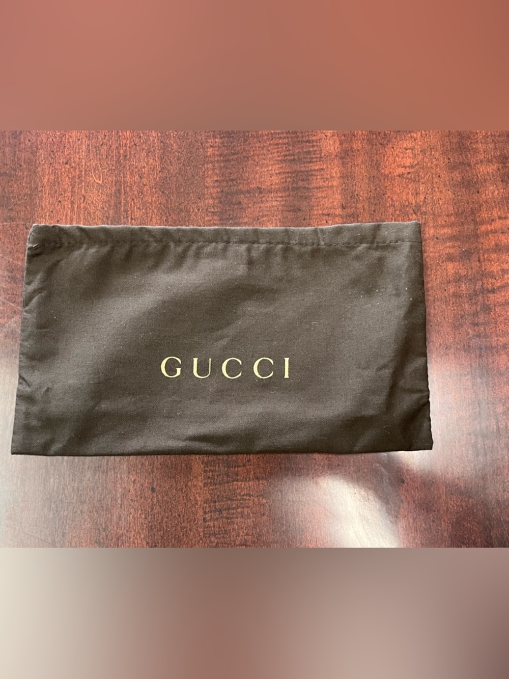 Gucci Black Fabric Pouch with Gold Logo